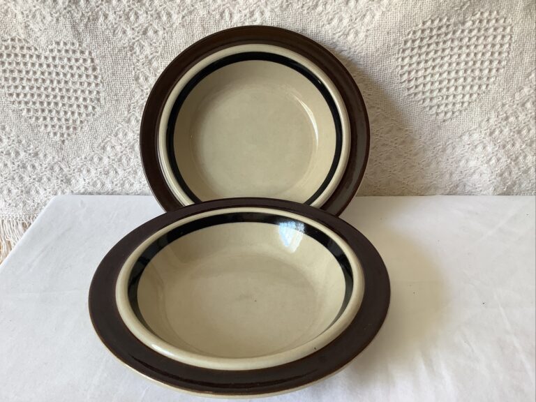 Read more about the article 2 MCM Arabia of Finland Ruija Troubadour Rimmed Cereal Bowls 8” Ulla