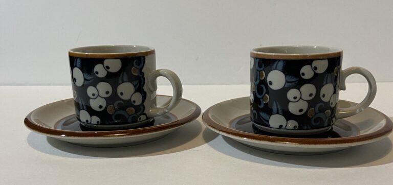 Read more about the article Arabia Finland Taika Coffee Cup And Saucer Set Lot Of 2 Vintage 1970’s