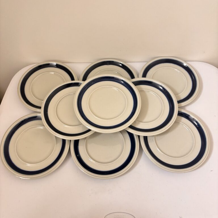Read more about the article Vtg Arabia Finland Anemone Short Cup Saucer Blue Band Set of 9 – SAUCERS ONLY