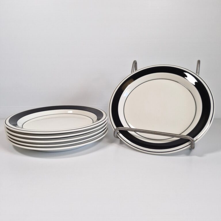 Read more about the article Arabia Närtsila Finland Faenza Black 6 Salad Plates 20cm 7 7/8″