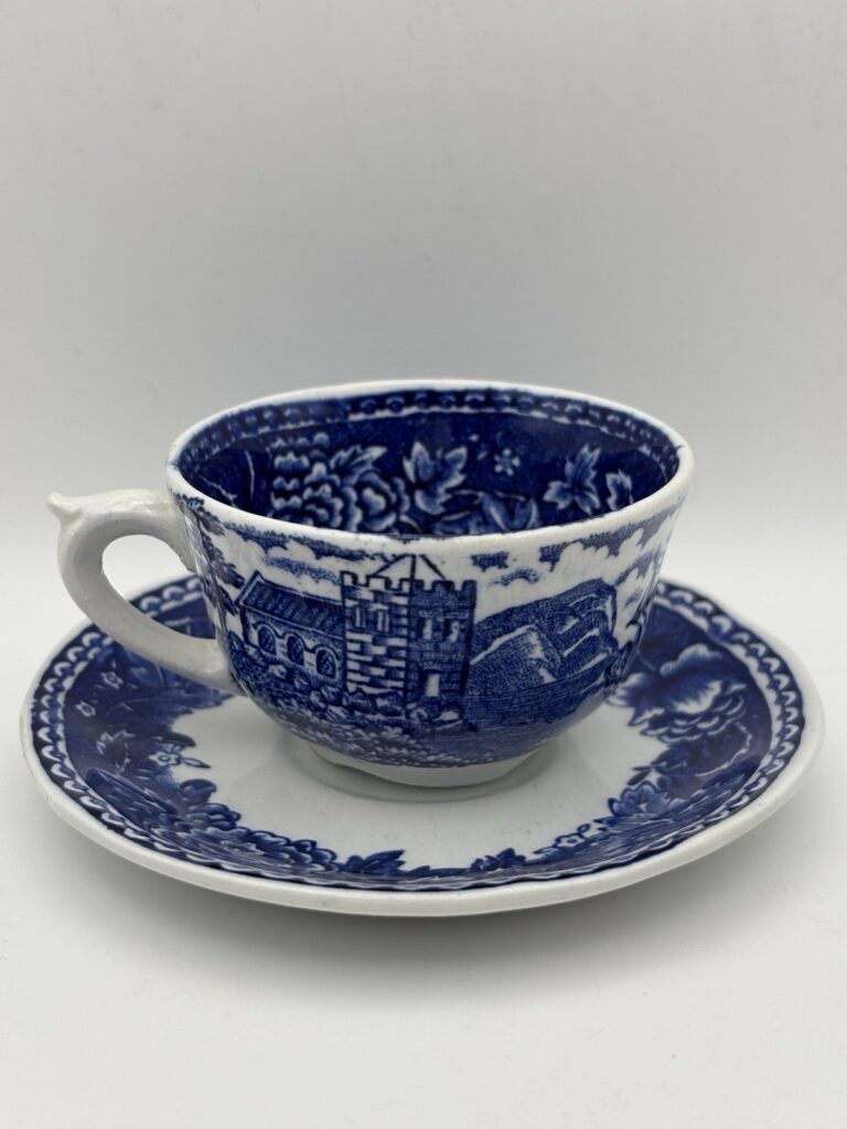 Read more about the article Arabia Finland Blue Landscape Tea Cup and Saucer Vintage Scandinavian Porcelain