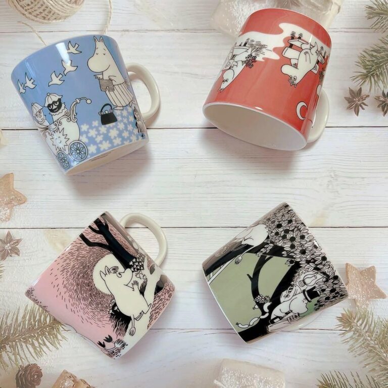 Read more about the article Arabia Moomin Mug 400ml Set of 4 Green Rose Pink Blue Limited Japan Not In Stock
