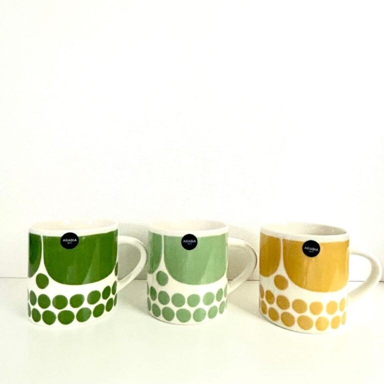 Read more about the article Arabia Sunnuntai Yellow Green Light Green Mug Cup 350ml 3 Set