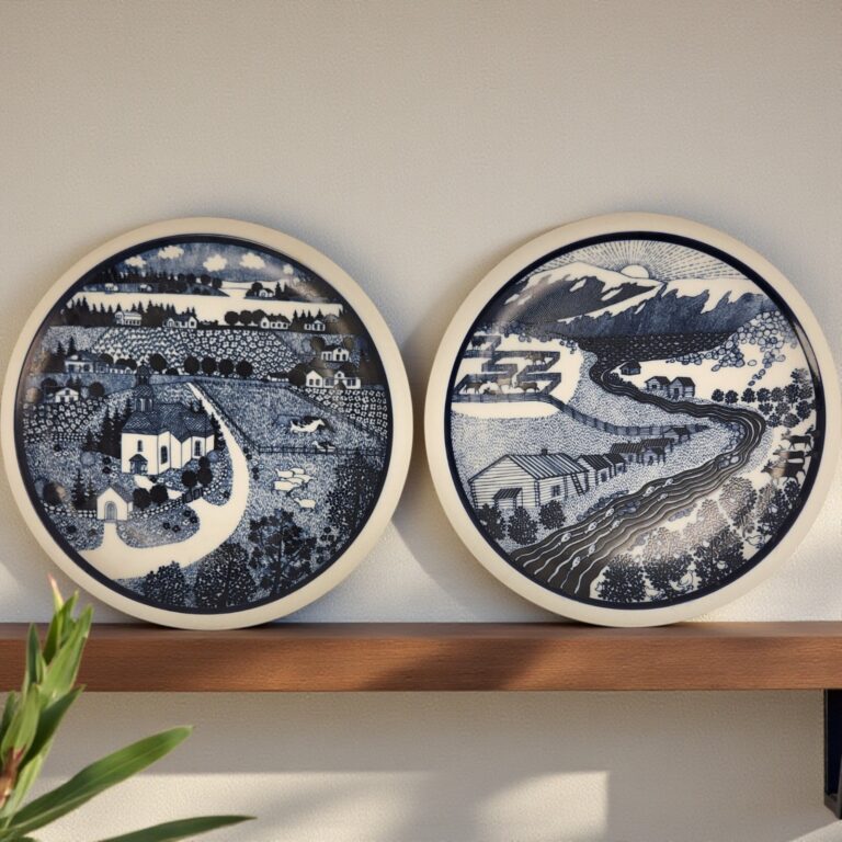 Read more about the article 2 1973 Arabia Finland 100th Anniversary Plates 100 and 101 Landscape Stream 10.25″