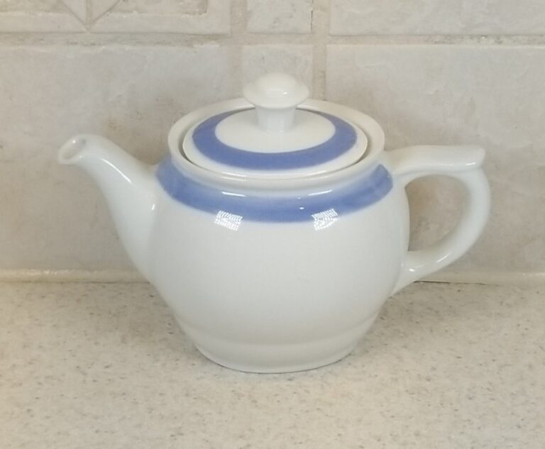 Read more about the article Arabia of Finland Ribbons Blue Mini 1 Cup Teapot 3 1/4″