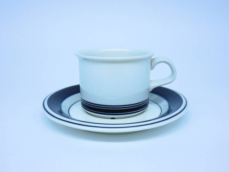 Read more about the article ARABIA Faenza Inkeri Seppala Peter Winquist Coffee Cup and Saucer Black and White