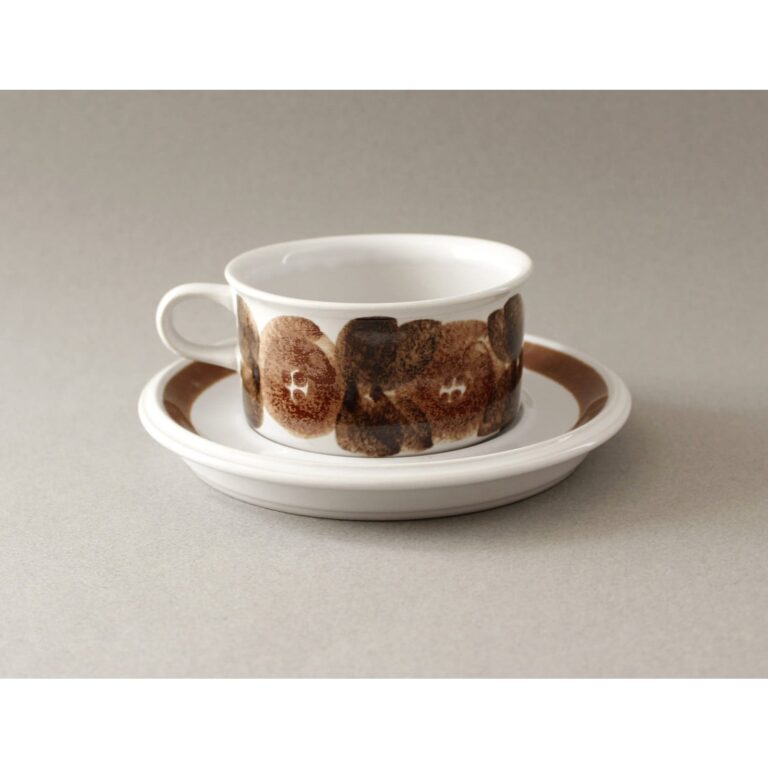 Read more about the article Arabia Finland Rosmarin Cup and Saucer Mid Century Modern Brown White